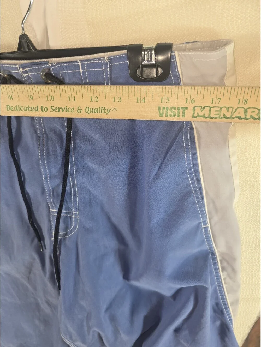 Trucal Mens Board Shorts Swim Trunks Medium Blue Grey Stripe Lace Up Mesh